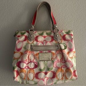 Coach Multicolor Signature Tote Bag Poppy
